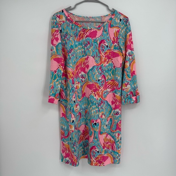 Lilly Pulitzer Linden Peel and Eat Flamingo 3/4 Sleeve Dress Size S Beach Preppy - Picture 11 of 11